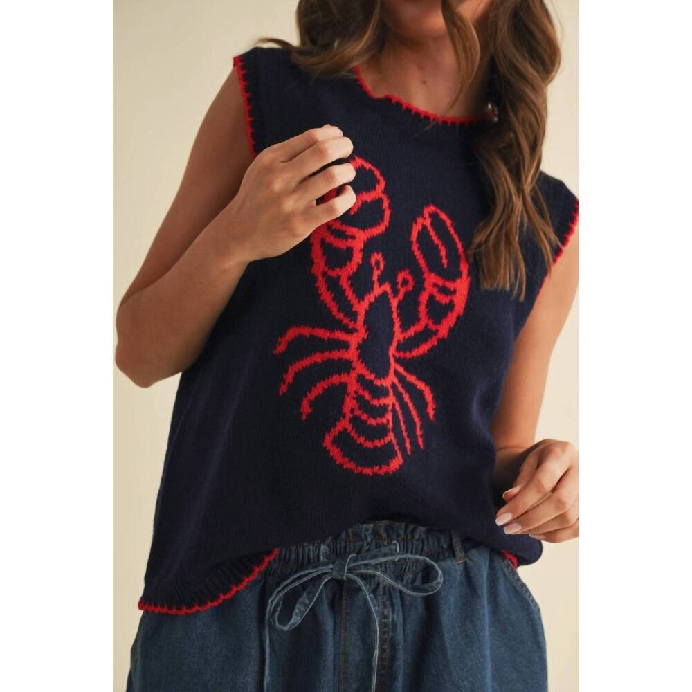 NEW ASOS DESIGN lobster sweater in blue/red